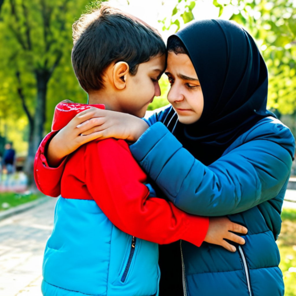 전인적 교육의 필요성과 방법 - Empathetic Child**
A young, fully clothed Turkish child, around 8 years old, is comforting a friend...