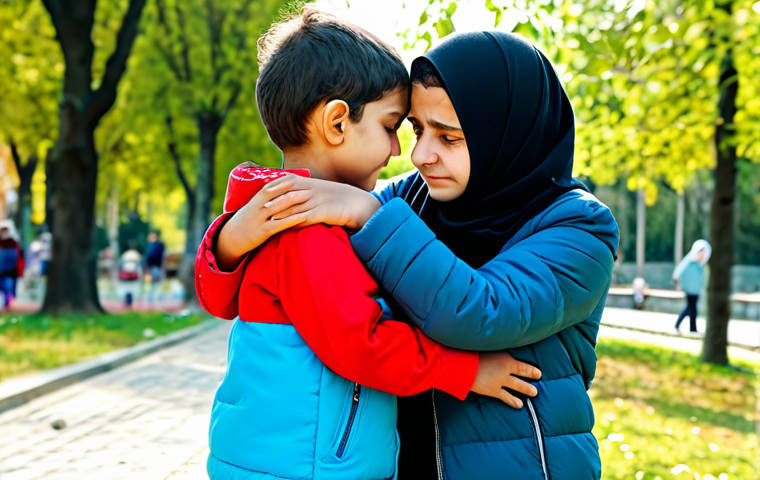 전인적 교육의 필요성과 방법 - Empathetic Child**
A young, fully clothed Turkish child, around 8 years old, is comforting a friend...