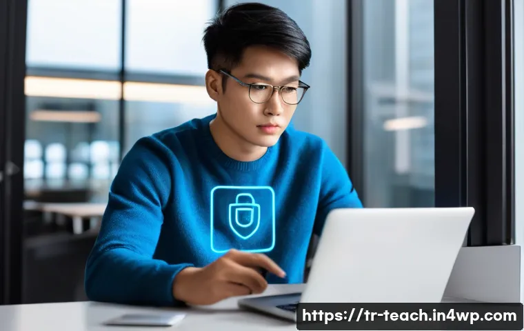 학생의 디지털 시민 의식 함양 - **Prompt 1: Digital Security and Two-Factor Authentication**
"A focused young adult, of East Asi...