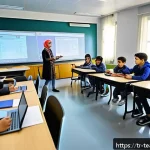 Home 18 학교 교육과정의 혁신 사례 - A vibrant classroom scene in Turkey showing diverse middle school students actively participating in...